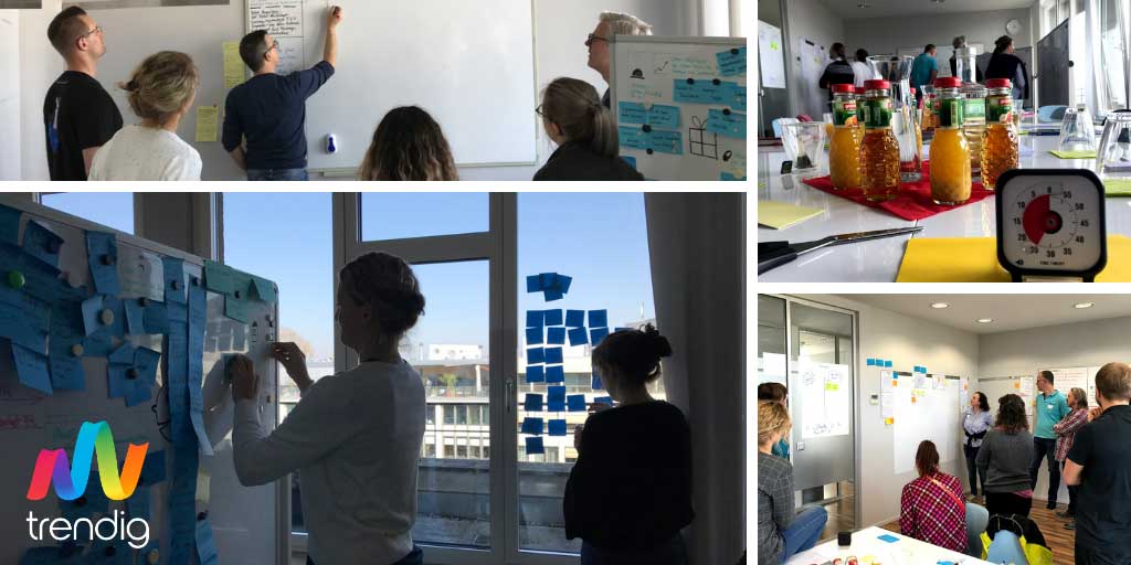 Mehrere Bilder in einer Collage zum Thema Design Sprint