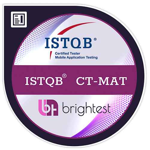 Digital Badge von dem Zertifizierungsunternehmen Brightest für ISTQB® Certified Tester Foundation Level - Mobile Application Testing