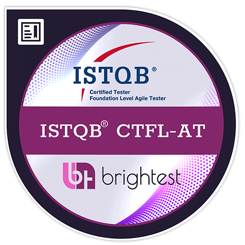 Digital Badge von dem Zertifizierungsunternehmen Brightest für ISTQB® Certified Tester Foundation Level - Agile Tester