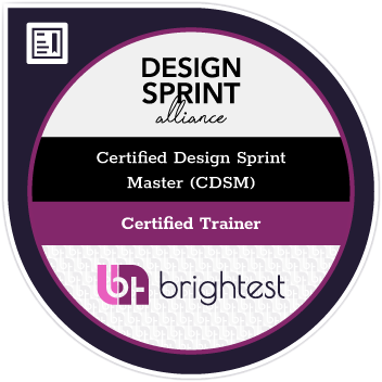 Digital Badge von dem Zertifizierungsunternehmen Brightest für Design Sprint Master